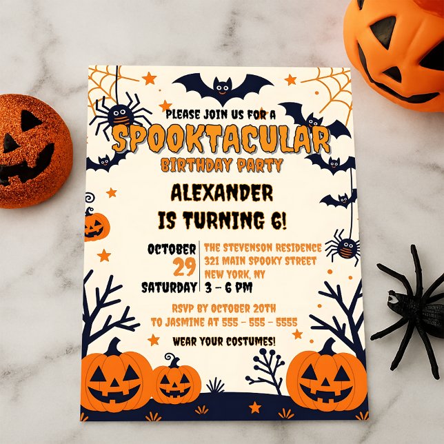 Invitation Fête d'anniversaire de Halloween adorable et fanta (Créateur téléchargé)