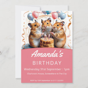 Invitation Fête d'anniversaire de Hamsters