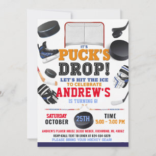 Invitation Fête d'anniversaire de hockey numérique personnali
