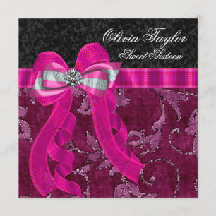 Invitation Fête d'anniversaire de Hot Pink Fuchsia