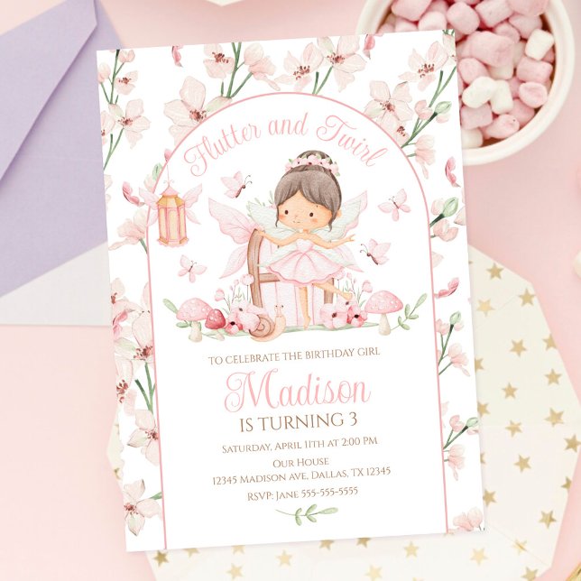 Invitation Fête d'anniversaire de jardin enchanté féerique fa (Créateur téléchargé)