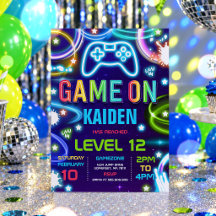 Fête d'anniversaire de jeu vidéo néon Game On Nive