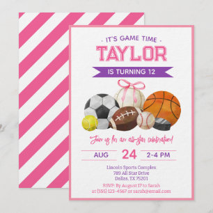 Invitation Fête d'anniversaire de jeux de balle sportive