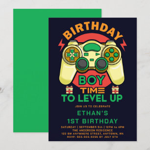 Invitation Fête d'anniversaire de jeux vidéo niveau supérieur