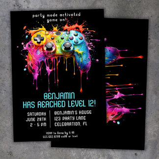 Invitation Fête d'anniversaire de joueur de jeu vidéo sarcell