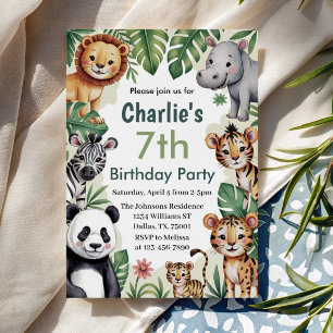 Invitation Fête d'anniversaire de jungle animale pour enfants
