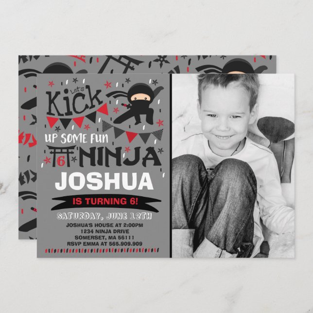 Invitation Fête d'anniversaire de karaté d'invitation (Devant / Derrière)