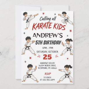 Invitation Fête d'anniversaire de karaté personnalisée