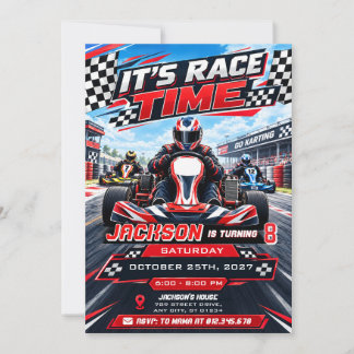 Invitation Fête d'anniversaire de karting pour adolescent per