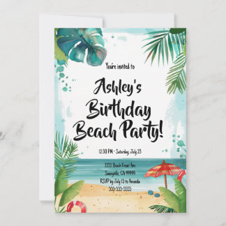 Invitation Fête d'anniversaire de Kids Beach