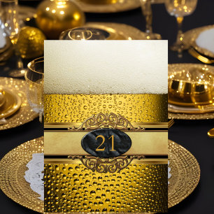 Invitation Fête d'anniversaire de la 21e bière noire or pour 