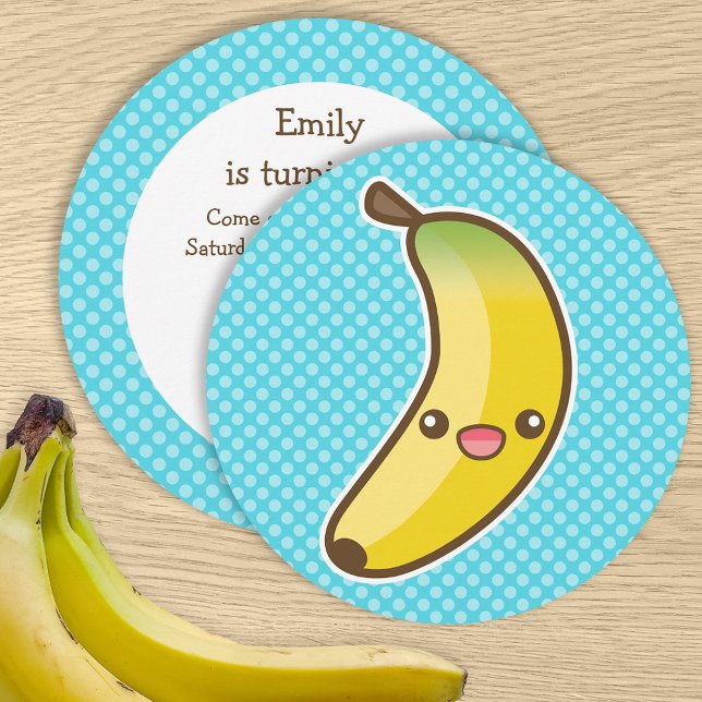 Invitation Fête d'anniversaire de la banane Kawaii (Créateur téléchargé)