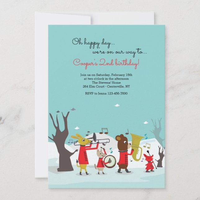 Invitation Fête d'anniversaire de la bande des animaux de Mar (Devant)