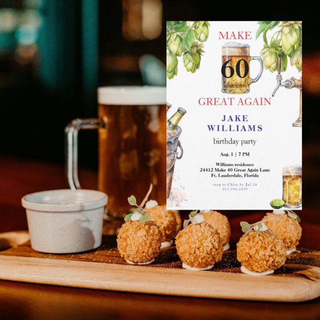 Invitation Fête d'anniversaire de la bière à 60 ans (Créateur téléchargé)