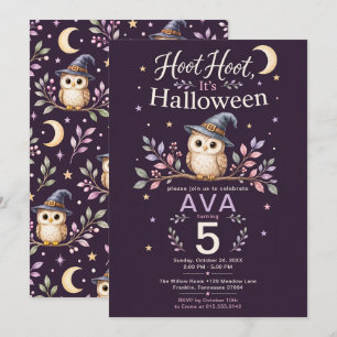 Invitation Fête d'anniversaire de la chouette Halloween Hoot 