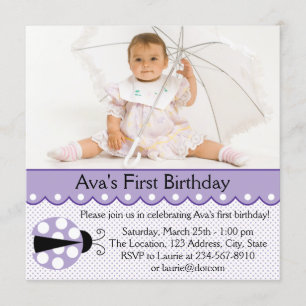 Invitation Fête d'anniversaire de la coccinelle violette
