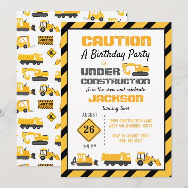 Invitation Fête d'anniversaire de la construction (Devant / Derrière)