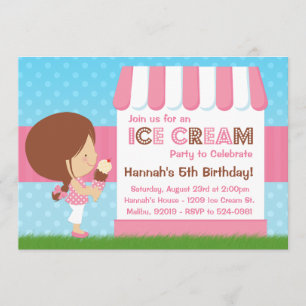 Invitation Fête d'anniversaire de la Crème de glace Cheveux B