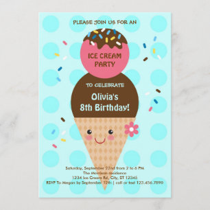 Invitation Fête d'anniversaire de la Crème de glace Cone