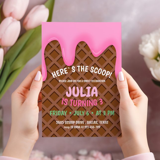 Invitation Fête d'anniversaire de la crème glacée (Créateur téléchargé)