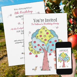 Invitation Fête d'anniversaire de la cueillette de pommes