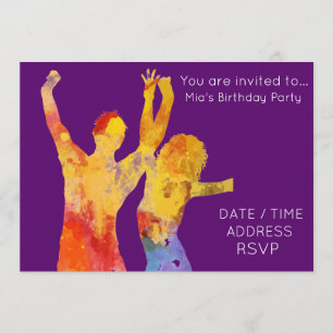 Invitation Fête d'anniversaire de la danse disco ado