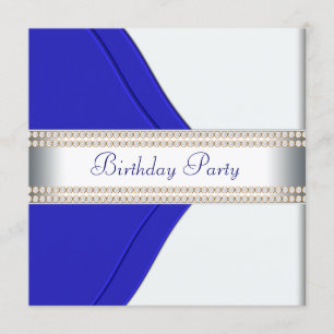 Invitation Fête d'anniversaire de la femme de bleu marine