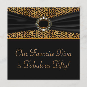 Invitation Fête d'anniversaire de la femme de diva de léopard
