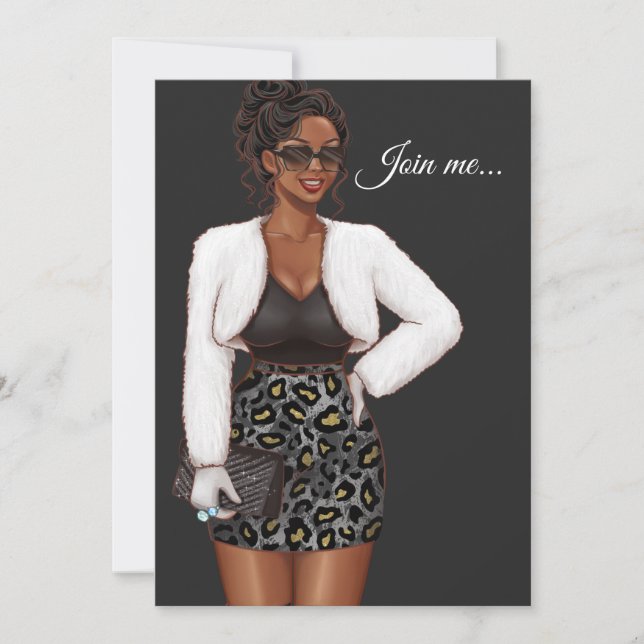 Invitation Fête d'anniversaire de la femme noire (Devant)