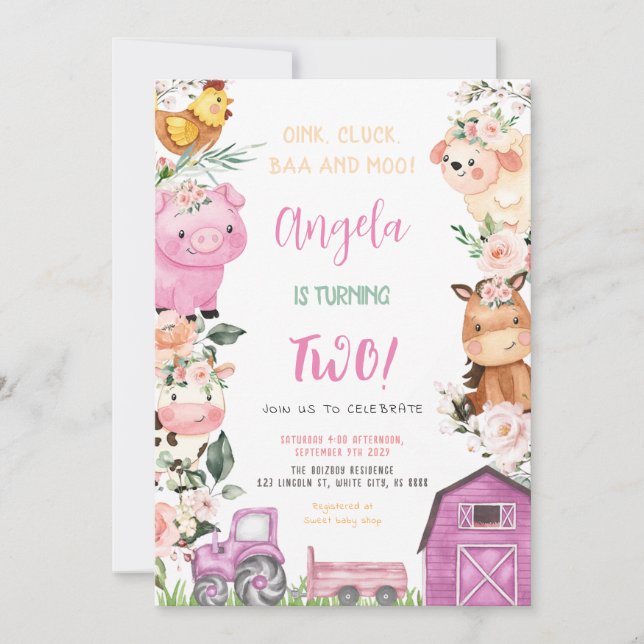 Invitation Fête d'anniversaire de la ferme (Devant)