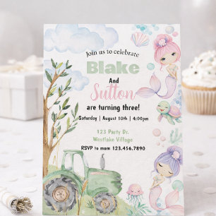 Invitation Fête d'anniversaire de la ferme de la sirène, fête