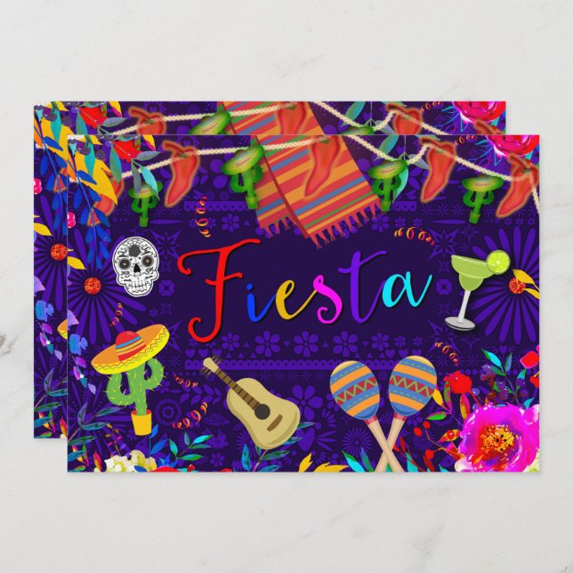 Invitation Fête d'anniversaire de la Fiesta Cinco De Mayo (Devant / Derrière)