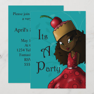 Invitation Fête d'anniversaire de la fille afro-américaine