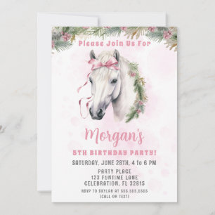 Invitation Fête d'anniversaire de la fille au cheval rose