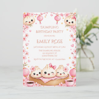 Invitation Fête d'anniversaire de la fille au mignon petit pâ