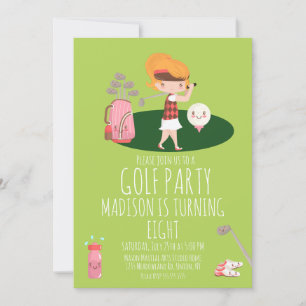 Invitation Fête d'Anniversaire de la fille de golf mignonne