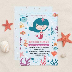 Invitation Fête d'anniversaire de la fille de sirène magique