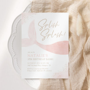 Invitation Fête d'anniversaire de la fille de sirène rose