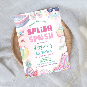 Invitation Fête d'anniversaire de la fille de toboggan d'été