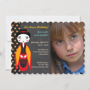 Invitation Fête d'anniversaire de la fille en kimono