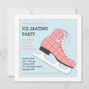 Invitation Fête d'anniversaire de la Fille Funky Ice Sking