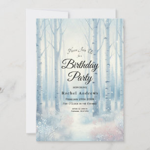 Invitation Fête d'anniversaire de la forêt de Birch Bleu Fros