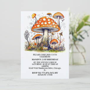 Invitation Fête d'anniversaire de la Forêt de champignons sau