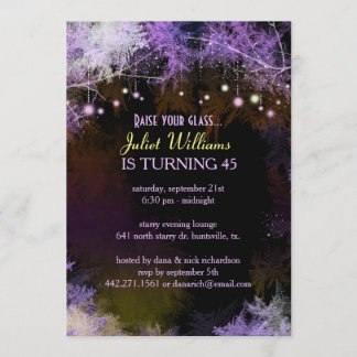 Invitation Fête d'anniversaire de la forêt de Starry pourpre