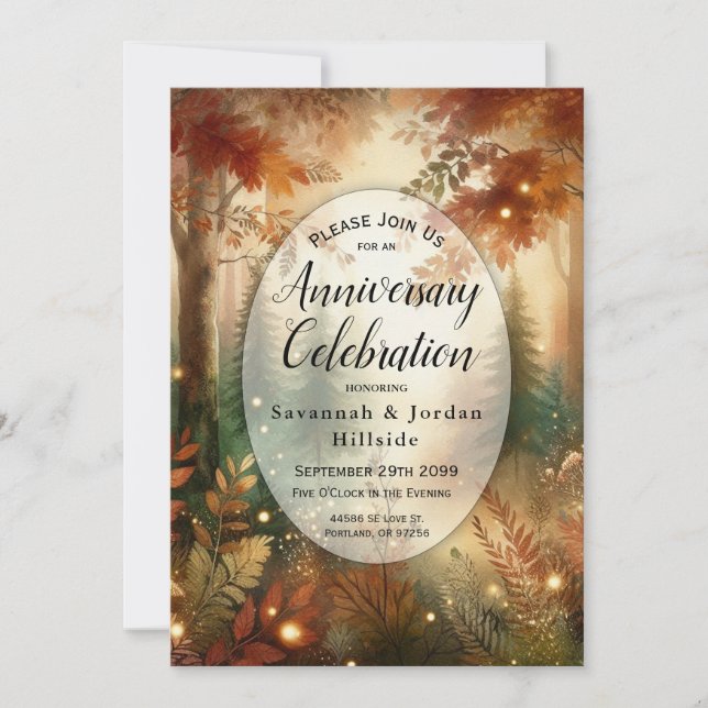 Invitation Fête d'anniversaire de la forêt enchantée d'automn (Devant)