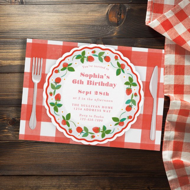 Invitation Fête d'anniversaire de la fraise douce Berry (Créateur téléchargé)