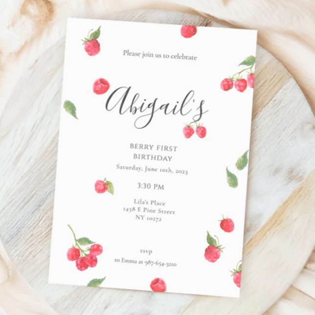 Invitation Fête d'anniversaire de la framboise Sweet Berry (Créateur téléchargé)