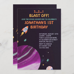 Invitation Fête d'anniversaire de la fusée spatiale