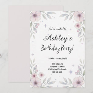 Invitation Fête d'anniversaire de la jolie fille rose