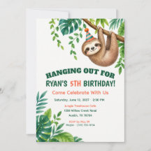 Fête d'anniversaire de la jungle paresseuse verte